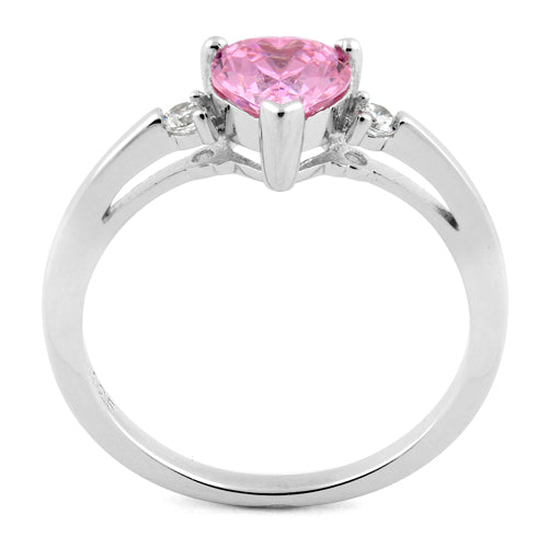 Sterling Silver Pink Heart CZ Ring