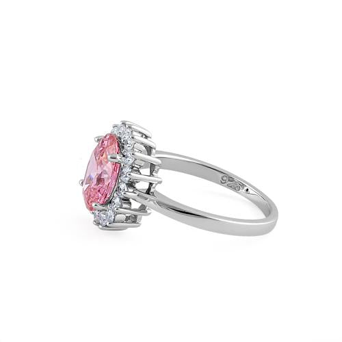 Sterling Silver Pink Oval CZ Ring