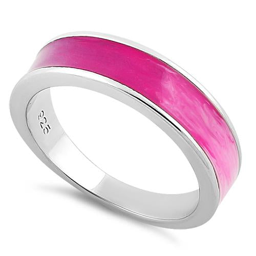 Sterling Silver Pink Spectrum Enamel Ring