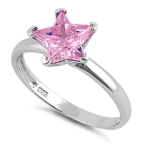 Sterling Silver Pink Star CZ Ring