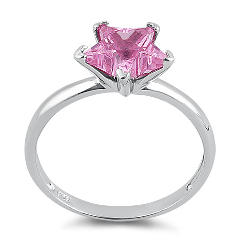 Sterling Silver Pink Star CZ Ring