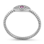 Sterling Silver Pink Stone Evil Eye CZ Ring