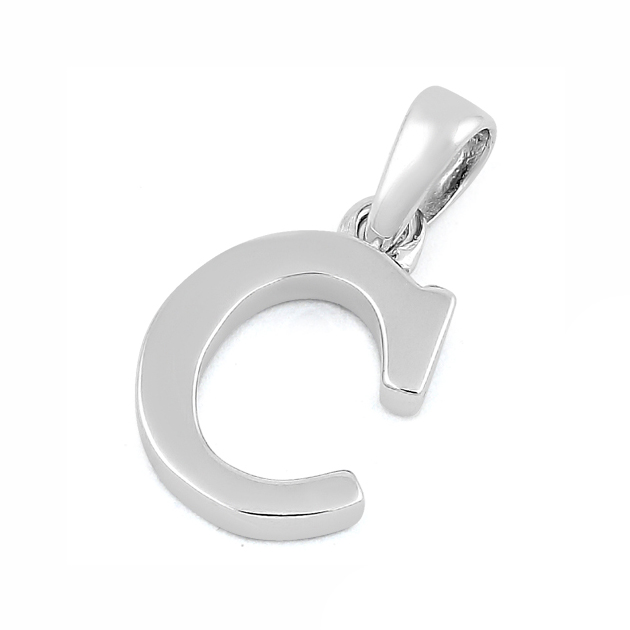 Sterling Silver Plain Letter C Pendant