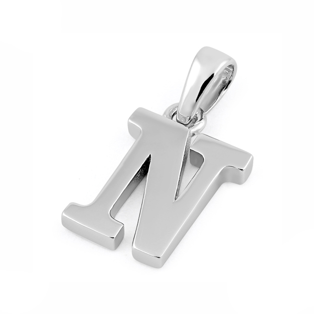 Sterling Silver Plain Letter N Pendant