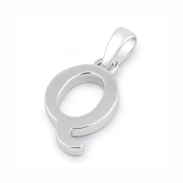 Sterling Silver Plain Letter Q Pendant