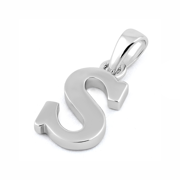 Sterling Silver Plain Letter S Pendant