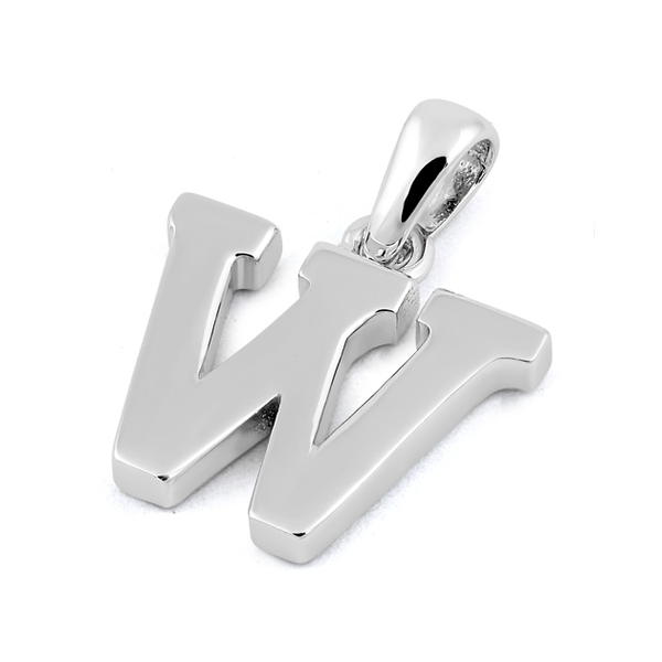 Sterling Silver Plain Letter W Pendant