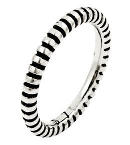 Sterling Silver Plain Silver Striped Stackable Ring
