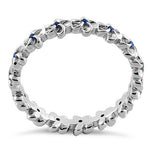 Sterling Silver Plumeria Blue Spinel CZ Eternity Band Ring