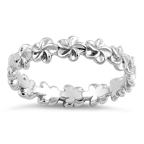 Sterling Silver Plumeria Eternity Band Ring