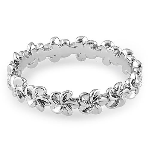 Sterling Silver Plumeria Eternity Band Ring