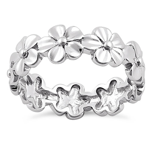 Sterling Silver Plumeria Eternity Ring