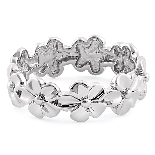 Sterling Silver Plumeria Eternity Ring