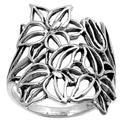 Sterling Silver Plumeria Flowers Ring