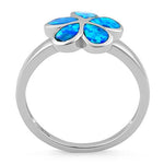 Sterling Silver Plumeria Lab Opal Ring