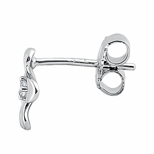 Sterling Silver Plumeria Stud CZ Earrings