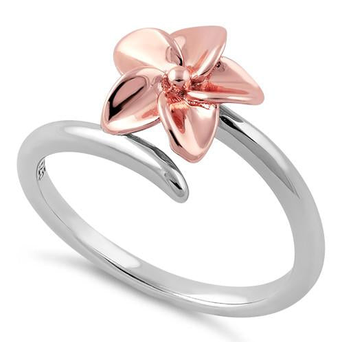 Sterling Silver Plumeria Two-tone Rose Gold Ring