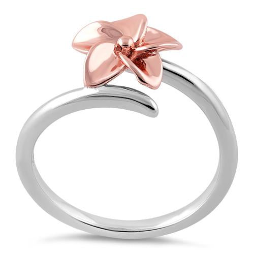 Sterling Silver Plumeria Two-tone Rose Gold Ring