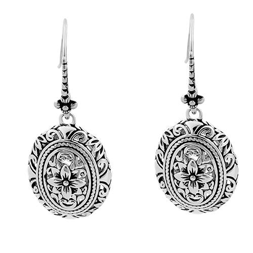 Sterling Silver Powerful Flower Hook Earrings