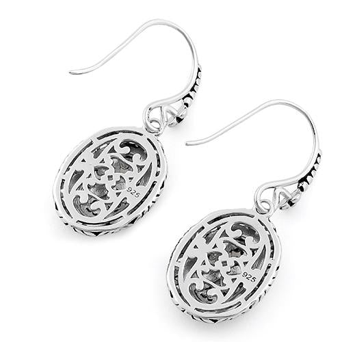 Sterling Silver Powerful Flower Hook Earrings