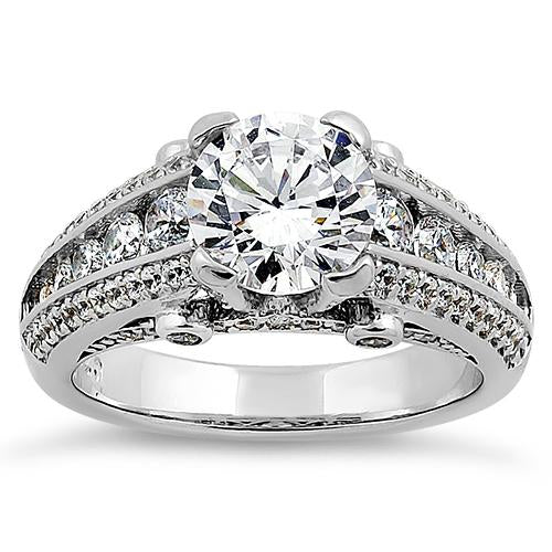 Sterling Silver Pristine Round Cut Clear CZ Engagement Ring