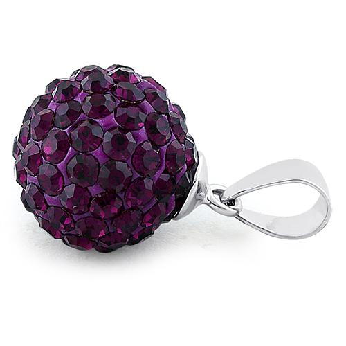 Sterling Silver Purple CZ Ball Pendant