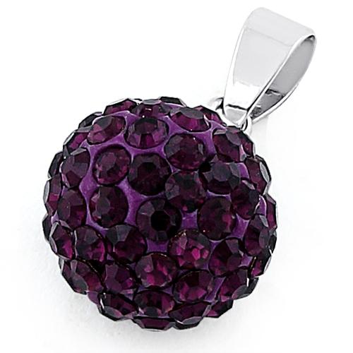 Sterling Silver Purple CZ Ball Pendant