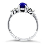 Sterling Silver Blue Lapis Round Marcasite Ring
