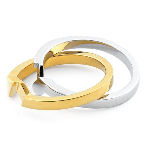 Sterling Silver Puzzle Gold Plated Two-Tone Ring