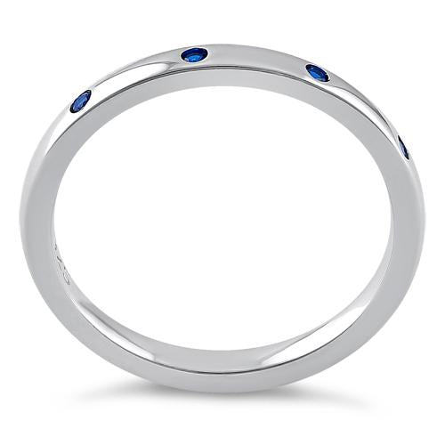 Sterling Silver Quadruplet Round Cut Blue Spinel CZ Ring