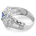 Sterling Silver Quatrefoil Blue Spinel CZ Ring