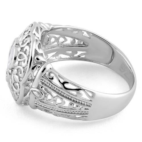 Sterling Silver Quatrefoil Clear CZ Ring