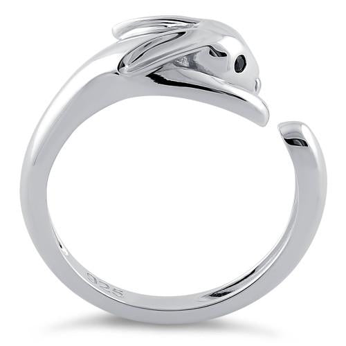 Sterling Silver Rabbit Black CZ Ring