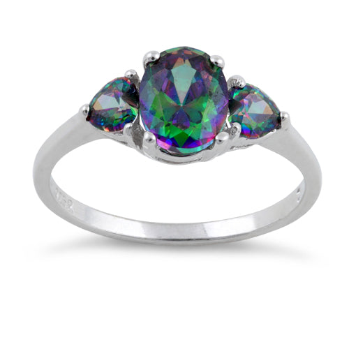 Sterling Silver Rainbow CZ Ring