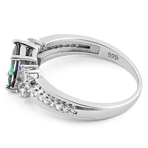Sterling Silver Rainbow Topaz Cubic Zirconia Ring