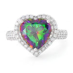 Sterling Silver Rainbow CZ Halo Ring