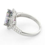 Sterling Silver Rainbow CZ Halo Ring