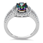 Sterling Silver Rainbow CZ Halo Ring