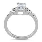 Sterling Silver Rectangle Clear Celtic CZ Ring