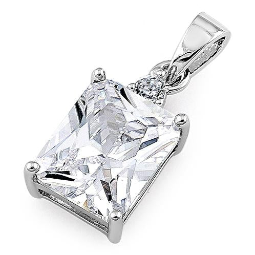 Sterling Silver Rectangular Clear CZ Pendant