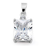 Sterling Silver Rectangular CZ Pendant