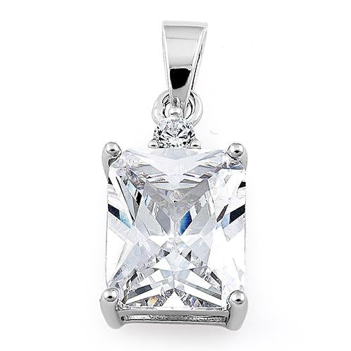 Sterling Silver Rectangular CZ Pendant