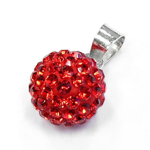 Sterling Silver Red CZ Ball Pendant