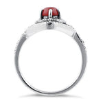 Sterling Silver Red Agate Eye Marcasite Ring