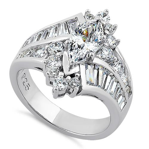 Sterling Silver Marquise CZ Engagement Ring