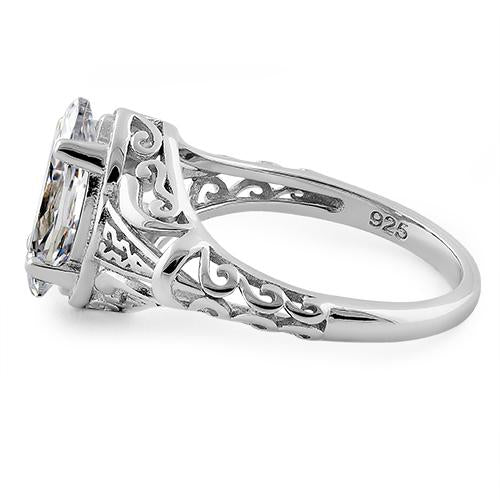 Sterling Silver Regal Marquise Cut Engagement CZ Ring