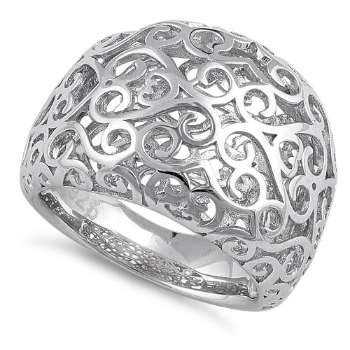 Sterling Silver Resilient Curvey Hearts Ring