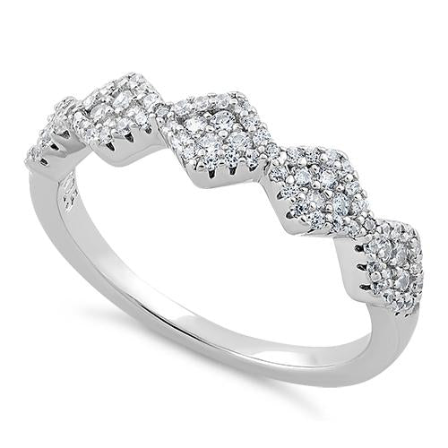 Sterling Silver Rhombus Shape CZ Ring