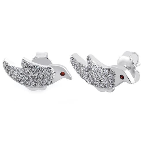 Sterling Silver Robin Garnet CZ Earrings