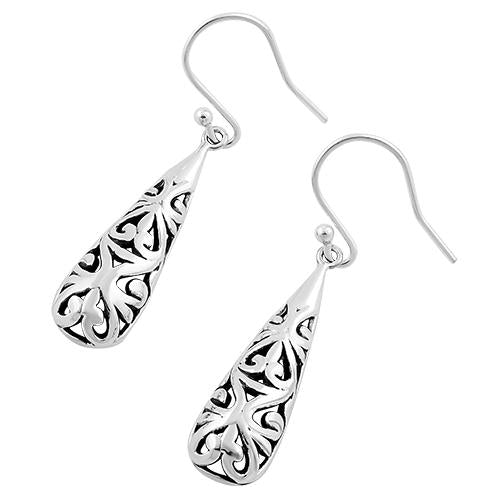 Sterling Silver Rococo Style Hook Earrings